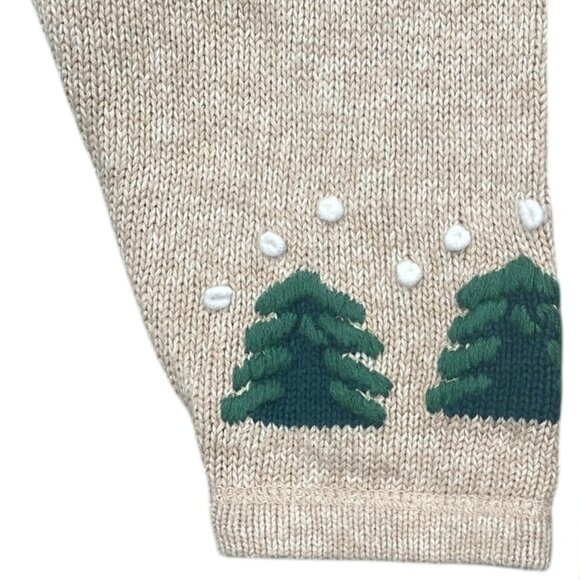 Embroidered Ugly Christmas Sweater Tan Button Grandmacore Winter Holiday-3X - Picture 8 of 10